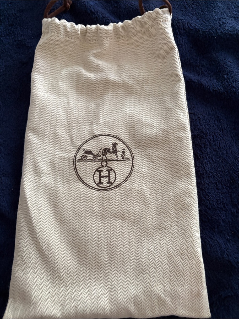 Hermes Cream Logo Drawstring Dust Bag and sandals